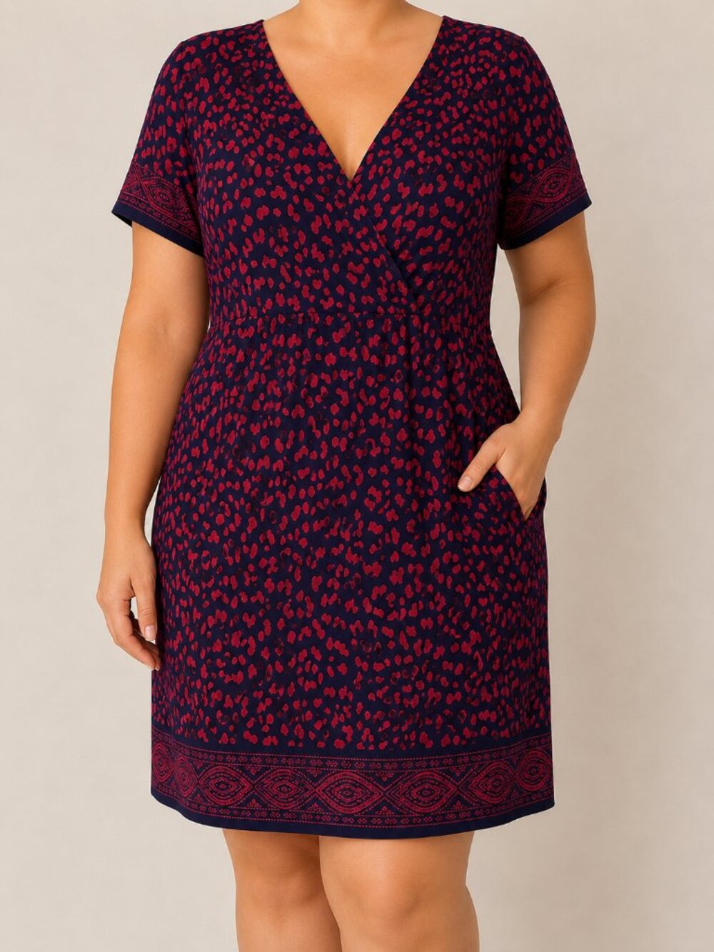 MICHAEL Michael Kors Navy Blue Red Leopard Dress Size Large